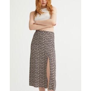 NWT H&M Women’s Animal Print Viscose Midi Split Skirt. Size 8